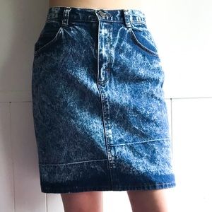 Vintage Acid Wash High Waisted Jean Skirt